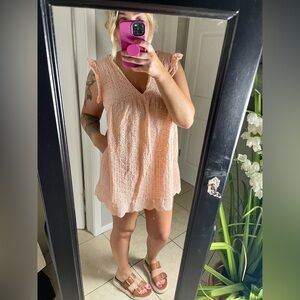 Elegant Peach Eyelet Women's Babydoll Dress